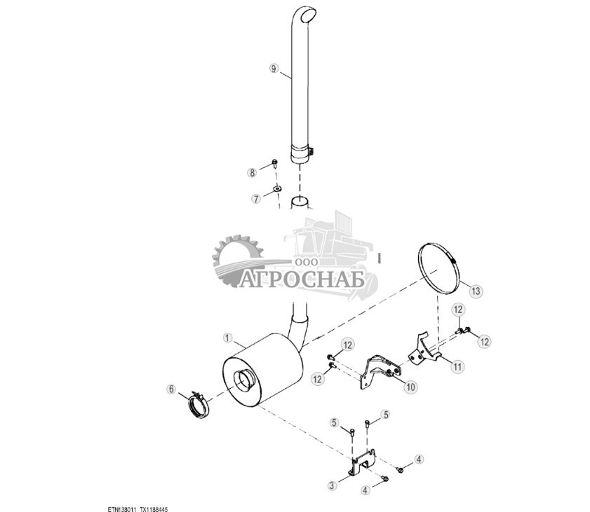 Выхлопная система, черная выхлопная труба (Engine 4045HT086-RE566132) - ST827274 170.jpg